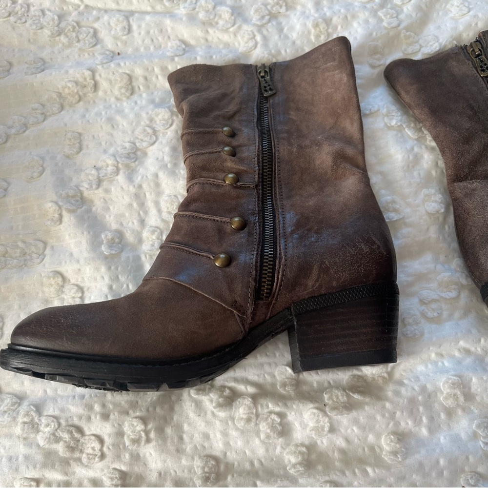 A.S.98 Military Dress Style Boots in Stone Leather Side Zip Women's 38 (US 7.5) - Picture 5 of 16
